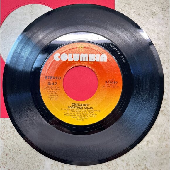 Chicago If You Leave Me Now / Together Again 45 Rock 1976 Columbia 10390 VG+ - Picture 6 of 6